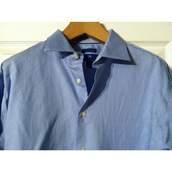EGARA MENS BLUE 100%EGYPTIAN COTTON DRESS SHIRT W/FRENCH CUFFS SIZE: 17/34-35 - Picture 5 of 6